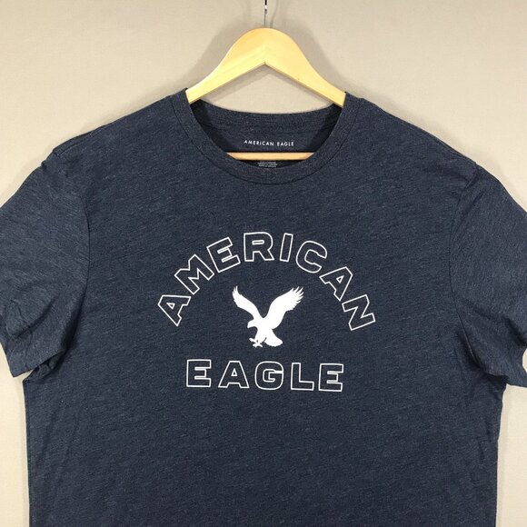 American Eagle T-Shirt Mens 2XL Blue Graphic AE Logo Tee Standard Short Sleeve - Picture 6 of 10